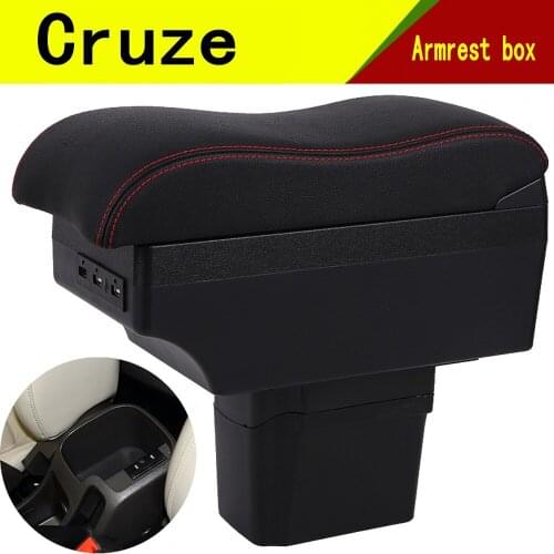 For Cruze armrest box central Store content Storage box Chevrolet armrest box with cup holder phone holder USB interface