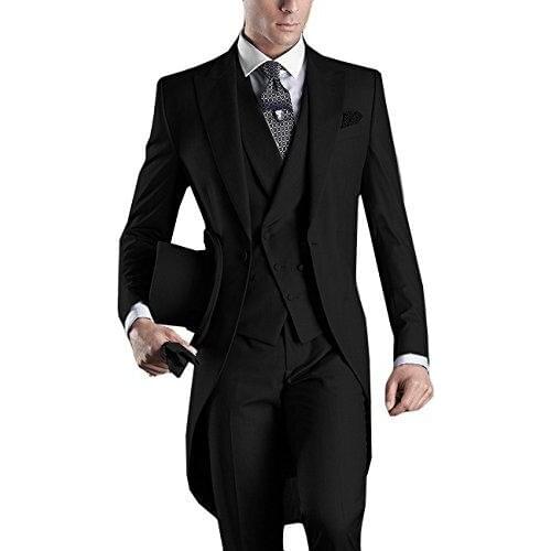 Latest Design One Button Black Groom Tuxedos Peak Lapel Groomsmen Mens Wedding Prom Suits (Jacket+Pants+Vest+Tie) NO:207