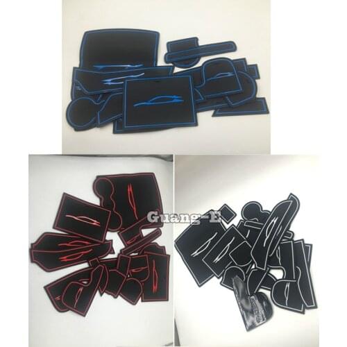 For Kia Sorento 2015 2016 2017 Car Groove Gate Slot Armrest Storage Rubber Non-Slip Mats Mat Door Pad/Cup Stick Lamp 16pcs