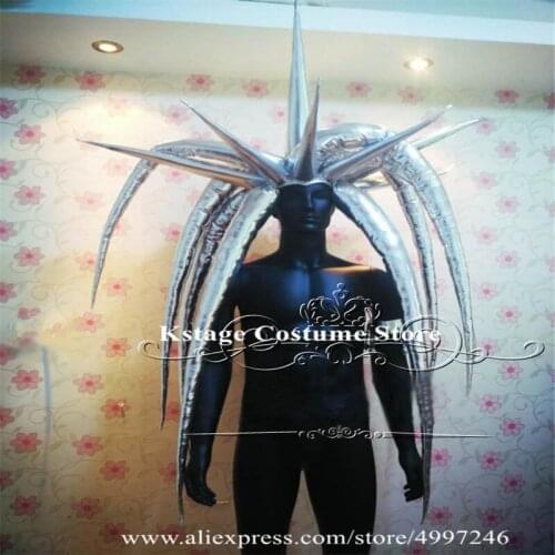 RE09 Ballroom dance stage costumes singer cosplay headdress party catwalk show performance outfit dj mask bar hats headwear club