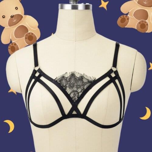 Sexy Harness For Women Lace Bralette Bustier Sheer Bra Bondage Body Harness Lingerie Goth Crop Tops Cage Lingerie Harness Belt