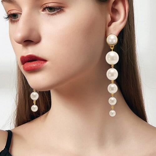 Luxury Womens Earrings Pearl Hoop Drop Earring For Women Heart Long Circle Earring Fashion Jewelry 2020 Geometric kolczyki Gift