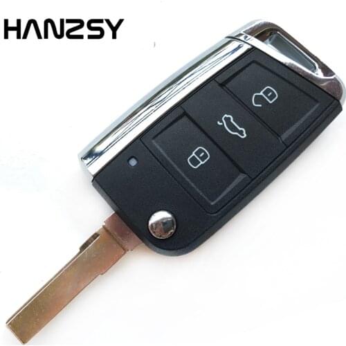 3 Buttons Folding Flip Remote Key Case Shell For VW Golf 7 GTI MK7 Skoda Octavia A7 Seat Modified Car Key Fob Cover Uncut blade