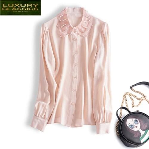 Slik Spring 100% Real Blusas Womens Blouse Fashion Women Shirt 2021 Korean Vintage Shirt Ladies Elegant Tops Blusas 3391