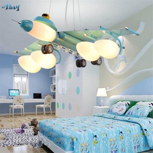 Art deco plane led glass pendant lights for living room Childrens bedroom lamp creative home deco kids hanging light fixtures