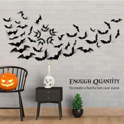 Halloween Decoration 3D Black PVC Bat Halloween Party DIY Decor Bar Room Halloween Party Scary Decos Props Wall Sticker