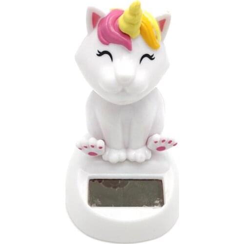 Universal Car Interior Ornaments Creative Lovely Solar Energy Powered Unique Swing Unicorn Vehicle Ornaments Relieve Eye Strain