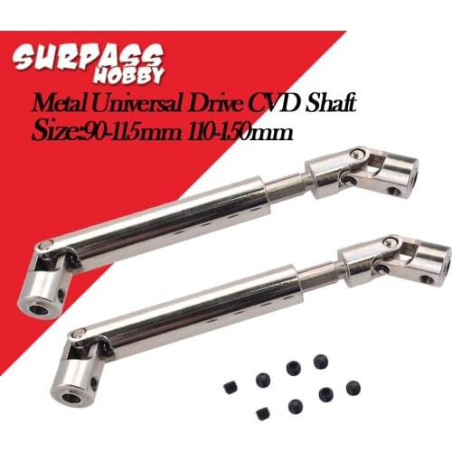 2Pcs 90-115mm 110-150mm Metal Universal Drive CVD Shaft for 1/10 RC Rock Crawler Car SCX10 D90 S272