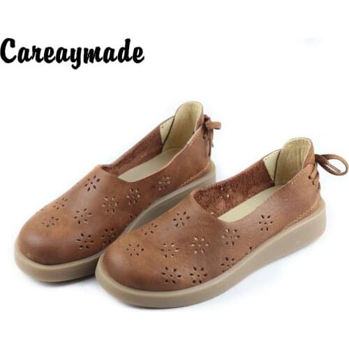 Careaymade-spring,Genuine Leather sandals ,Pure handmade shoes,The retro art mori girl Flats shoes,Fashion Casual shoes,2 color