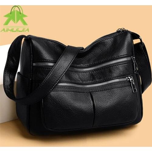 High Quality Leather Crossbody Bag for Women Fashion New High Capacity Shoulder Bag Pure Color Hobos Bag Ladies Messenger Bags