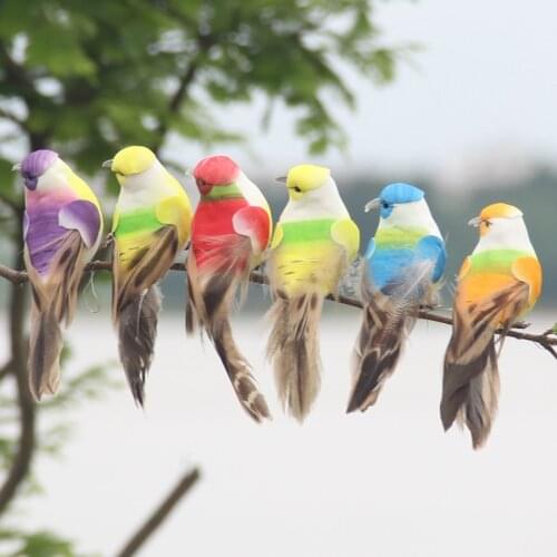 12pcs/Set Simulation Feather Birds Models Fake Artificial Foam Animal Wedding Home Garden Ornament Miniature Decoration