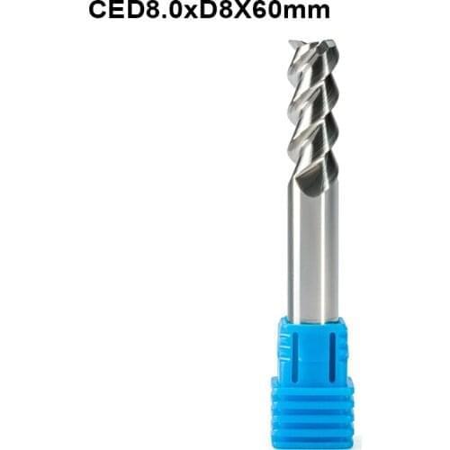 3pcs AAA Grade 3F Three Flute HRC55 Blade Aluminium Cu Copper End Mill Milling Cutter Cutting CNC Router Bits SHK 8mm x20mmx60mm
