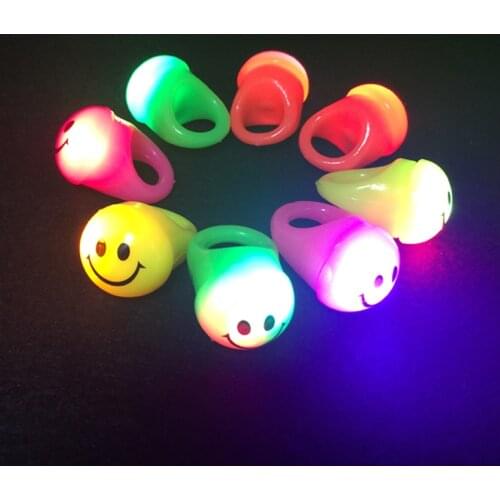 30pcs/lot Smile flash finger ring Children/Adult led finger lights ring Light-Up Toys for Concert Bar Event Party Supplies
