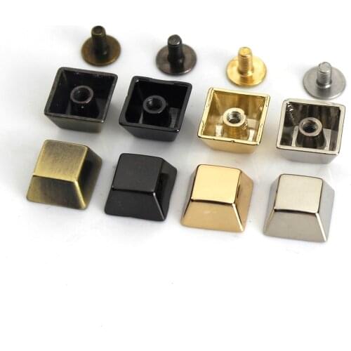 4pcs Metal Square Shape Screw Back Rivets Studs Nail Stud for Garment Leather Craft Belt Wallet Decoration Parts 12mm