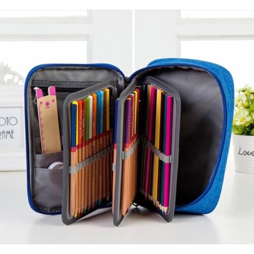 72 Slots Detachable Oxford Canvas School Pencils Case Large Capacity Watercolor Colored Pencil Pen Storage Sketch Drawing Tools