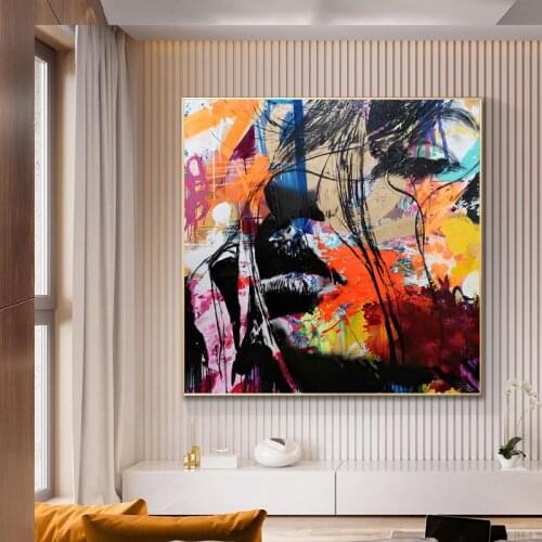 Abstract Graffiti Women Portrait Oil Painting on Canvas Wall Art Posters Prints Wall Pictures for Living Room Home Cuadros Decor