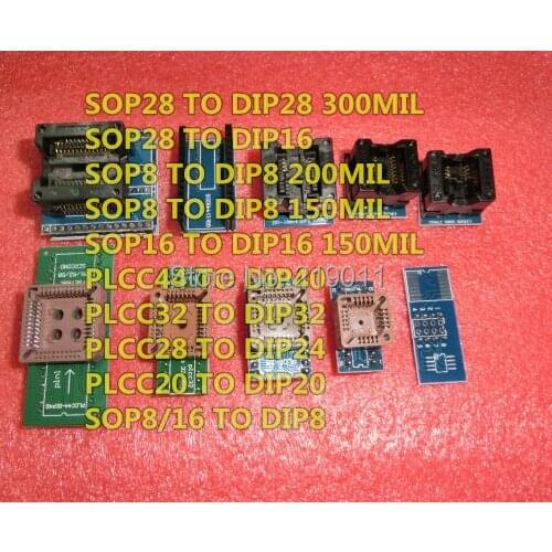 Free shipping TL866CS TL866A EZP2010 EZP2011 Adapter PLCC44/32/28/20 SOP8&DIP8 SOP16 to DIP16 SOP28 to DIP28 DIP16/SOP8 to DIP8