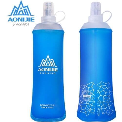 AONIJIE 450ml Water Bottle Soft Flask Folding Collapsible TPU BPA Free Running Hydration Pack Waist Bag Vest Marathon SD19 R450
