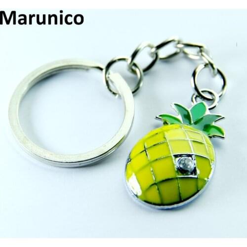 FREE SHIPPING BY DHL 100pcs/lot Lovely Pineapple Keychains Metal Zinc Alloy Fruit Keyrings for Gifts