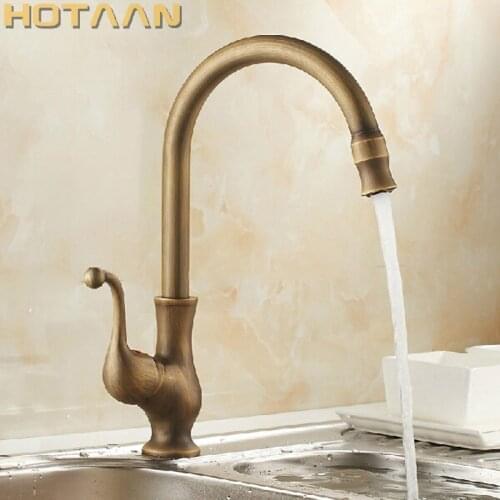 Free shipping Kitchen Faucet Antique Brass Swivel Bathroom Basin Sink Mixer Tap Crane,torneira YT-6034