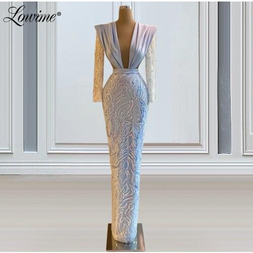 Shiny Sequins Deep V Neck Evening Dresses Middle East Pageant Party Dress Robes De Soiree 2021 Mermaid Arabic Dubai Prom Dresses