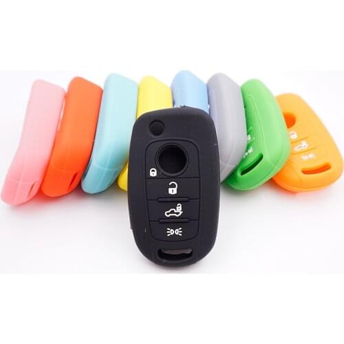 Cocolockey Silicone Car Key Cover Fob Case Fit for FIAT 500X 4Buttons Flip Remote Key Silicone Protecting Car Key Rubber Jacket