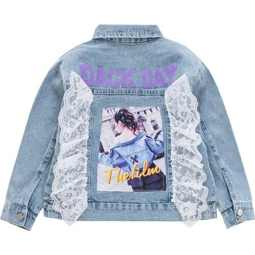 Toddler girl denim jacket fashion cool jeans tops coat for 3-12years girls kid child denim coat clothing outerwear