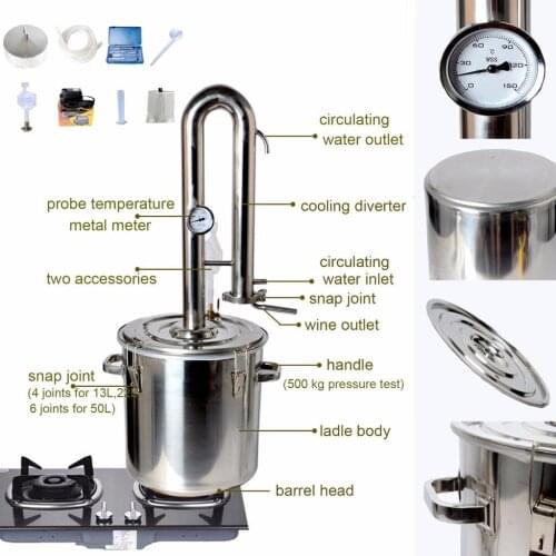 36L Litres 10 Gal New Home Stainless Water Distiller Moonshine Still Brandy Vodka Oil Alcohol White Spirit Grape Wine Making