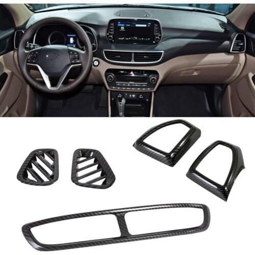 For Hyundai Tucson 2019 2020 Carbon fiber Interior accessories Car dashboard Air Condition Outlet Vent cover Trim