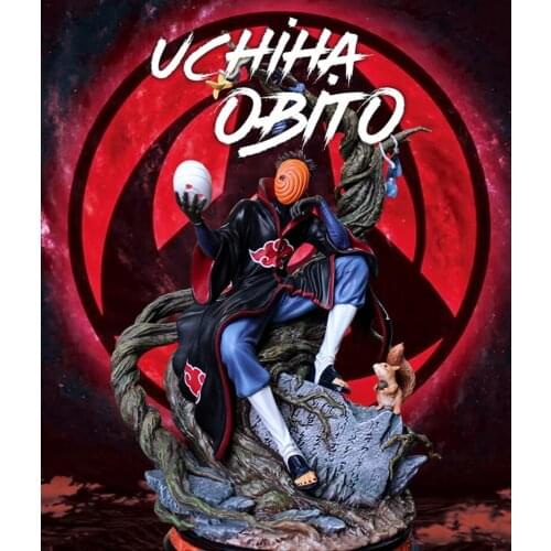 NARUTO Uchiha Obito GK PVC Action Figure Changeable Head Akatsuki Tobi Statue Toys 31cm