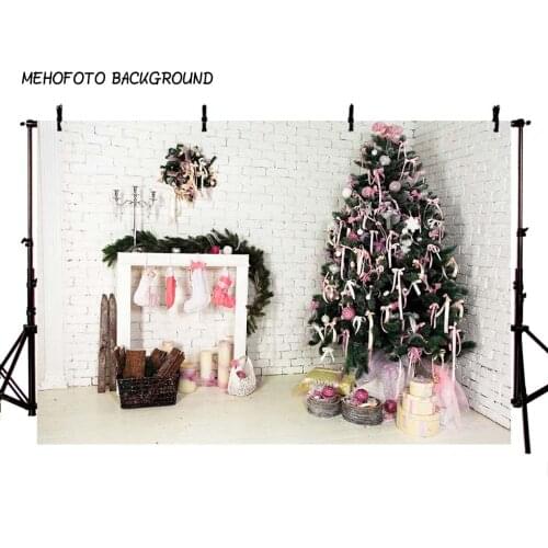 Photography Backdrops Christmas Background Fireplace Tree Winter Snow Window Interior Baby Birthday Background For Photo Studio