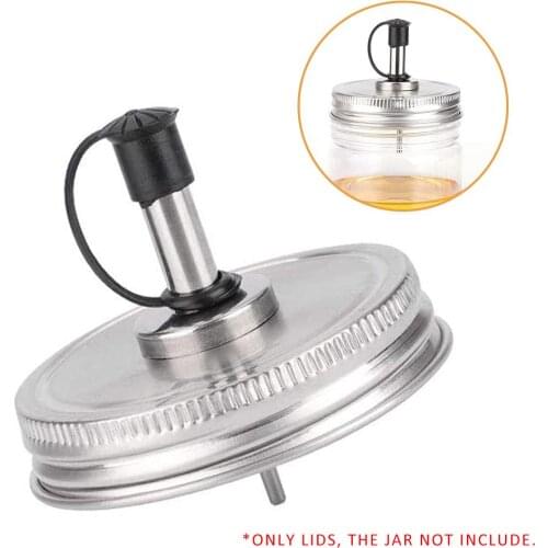 70mm Regular Mouth Mason Jar Lids Leak-Proof Seal Stainless Steel Mason Jar Pour Spout Top Lid For Olive Oil Cocktail Dispenser