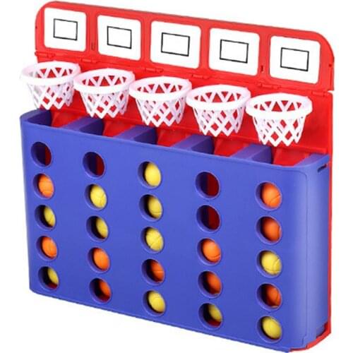 2-in-1 Four In A Row Gaming Set Fun Basketball Thorwing Toy Kids Family Parent-Child Interactive Table Battle Game Toy Kids Gift