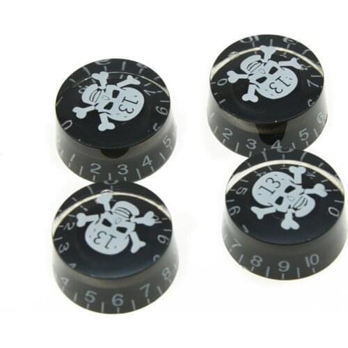 KAISH Set of 4 LP Black/White SKULL Guitar Knobs Speed Control Knobs