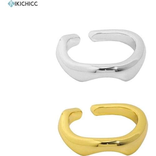 KIKICHICC 925 Sterling Silver Gold Plain Resizable Rings Irregular Geometric Resizable Adjustable Women Women Wedding Jewelry