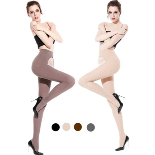 Sexy Women Tights Plus Size Open Crotch 120D Autumn Winter Warm Pantyhose High Waist Female Stretchy Slim Large Size Women Tight
