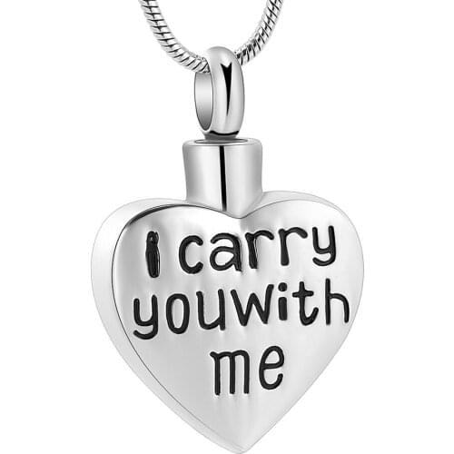 Cremation Jewelry for Ashes “I Carry you with me” Memorial Urn Necklace Ashes Holder Keepsake Pendant Necklace