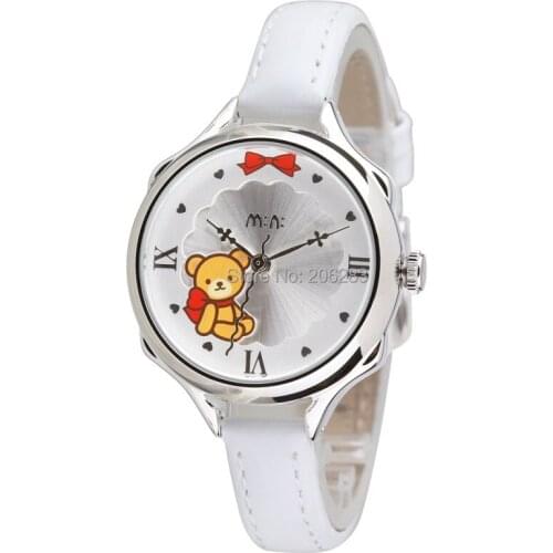MN2011WH MINI watch 3D bear watch DIY Handmade Genuine Leather Quartz Ladies watch 1pc+free shipping