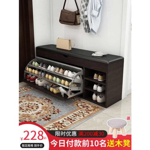 Shoe changing stool door entrance cabinet rack solid wood high storage efficiency shelf can sit multi layers