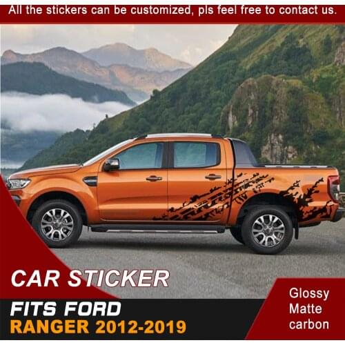 Car Decals Side Body Mud Seaweed Stripe Graphic Vinyl Car Sticker Fit for Ford Ranger 2012 2013 2014 2015 2016 2017 2018 2019