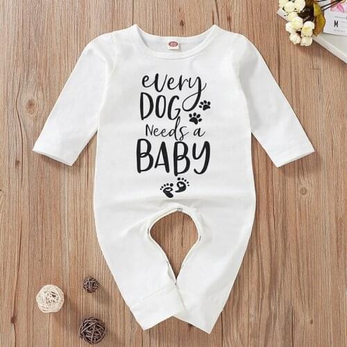Spring Newborn Infant Baby Boys Girls Romper Letter Print Kids Overall Fashion Baby Clothing