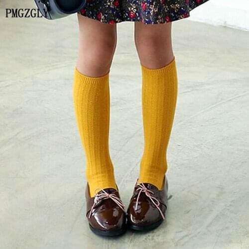 2-12Y Children Girls Long sock Toddler baby boys knee socks solid candy color leg warmer Girls Knee High Long Girls Knee Socks