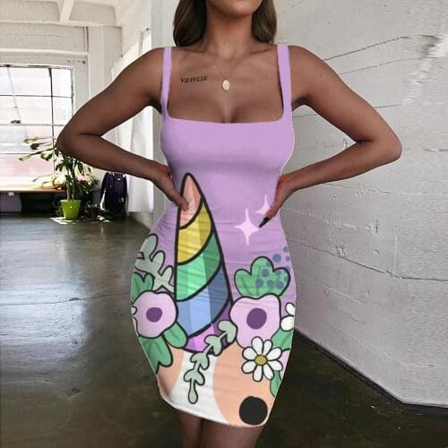 KYKU Dog Dresses Women Flower Bodycon Dress Rainbow Ladies Dresses Animal 3d Print Womens Clothing Mini Evening Vintage Beach