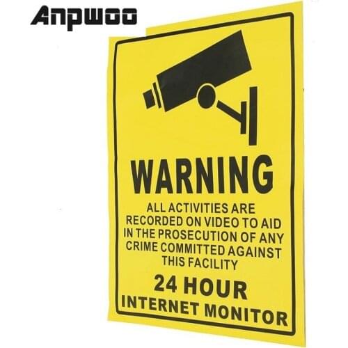 20*25cm Surveillance Warning Sign Sticker 24 Hours Monitor Alert Wall Sticker CCTV Camera System Video Security Sticker Decals