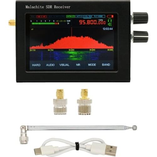 50Khz-200MHz 2GHz Malachite SDR Radio Malahit DSP SDR Receiver + 3.5" touch LCD + Battery + Speaker + Case