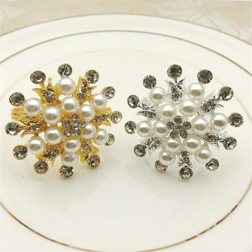 Christmas Snowflake Pearl Flower Napkin Ring Western Food Desktop Decoration Decorations Household Goods