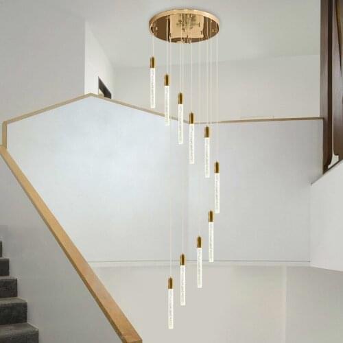 Chandelier led modern living room lamps crystal chandelier led lamp stairway lighting long crystal spiral chandeliers light home