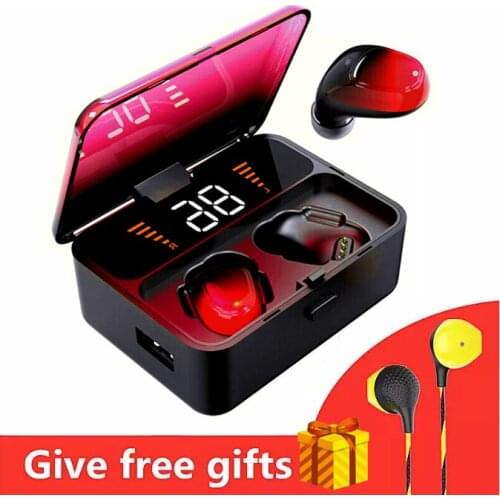 Free gift ES1 Wireless Headphones Bluetooth 5.0 Earphones Earbuds TWS Noise Cancel Sport 9D Stereo HIFI Headset with LED Display
