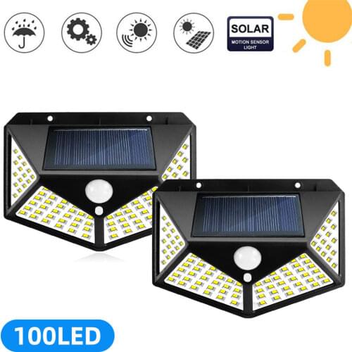 Solar Light Street 100 LED Outdoor Waterproof Solar Lamp with Motion Sensor Solar Powered Sunlight Spotlights for Garden Decor