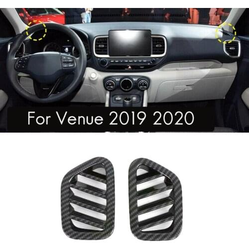 Carbon Fiber Interior Front Side Air Condition Vent Outlet Cover Trim Decoration for Hyundai Venue 2019 2020